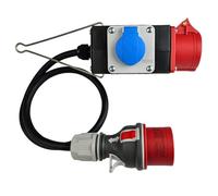 RoadEu - Distributore di corrente con uscite CEE e Schuko - Ciabatta Elettrica portatile 16A, 380V e 230V - Distributore mobile, cavo in gomma da 3m - Spina e presa CEE a 5 poli,