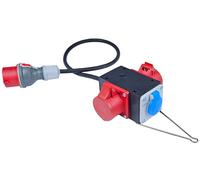 RoadEu - Distributore di corrente con uscite CEE e Schuko - Distributore di corrente da 380V e 230V 16A - Distributore mobile, cavo in gomma da 3 metri - Spina CEE a 5 poli e prese