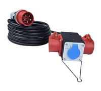 RoadEu - Distributore di corrente con uscite CEE e Schuko - Distributore di corrente da 380V e 230V 16A - Distributore mobile, cavo in gomma da 5 metri - Spina CEE a 5 poli e prese
