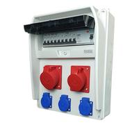 RoadEu - Distributore di corrente - Presa 32 A e 16 A con Schuko 230 V - Distributore di corrente con interruttori di circuito e interruttori Fi. Componenti PCE