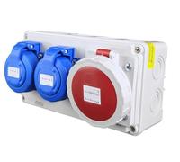 RoadEu IP67 - Quadro Elettrico da Esterno con 2 Prese 230V con terra + 1 Presa CEE 16A, Scatola di Distribuzione Impermeabile Precablata per Giardino, Officina e Cantiere
