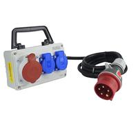 RoadEu - Presa CEE 16 A e 2 distributori Schuko - Distributore di corrente 16 A, distributore mobile - Cavo di alimentazione 5 metri - Distributore di corrente di costruzione con spina CEE 16 A