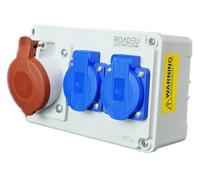 RoadEu - Presa CEE 16 A e 2 distributori Schuko - Distributore di corrente 16 A, IP44 per uso interno ed esterno 16 A.