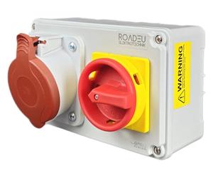 RoadEu Presa CEE da Parete 16A 5 Poli 400V con Interruttore Generale 0-1 Bloccabile | Presa Industriale IP44 per Esterno e Officina