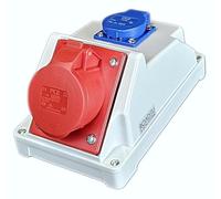 RoadEu - Presa da parete combinata 16A 5P con Schuko 230V - Distributore di corrente IP44 per interno ed esterno - Prese PCE