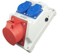 RoadEu - Presa da parete combinata 32 A 5P - Splitter a parete 32 A con 2 x 230 V - Splitter di corrente di costruzione IP44 - interno ed esterno - Prese PCE