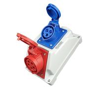 RoadEu - Presa da Parete Combinata - Quadro CEE 16A 5P Con Presa CEE 3P - Distributore di Corrente - Prese PCE - Scatola di Distribuzione