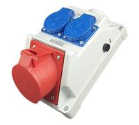 RoadEu - Presa di corrente Industriale Combinata 16A 5P - Quadro a parete 16A con 2 prese 230V - Ripartitore di corrente IP44 per uso interno ed esterno - Ideale per il garage, il capannone o la casa