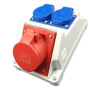 RoadEu - Presa di corrente Industriale Combinata 16A 5P - Quadro a parete 16A con 2 prese 230V - Ripartitore di corrente IP44 per uso interno ed esterno - Ideale per il garage, il capannone o la casa