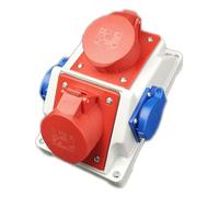 RoadEu - Presa di corrente Industriale Combinata - 2x 16A 5P con 2x prese Schuko 230V. Distributore di potenza IP44. Ideale per il garage, il capannone o la fabbrica