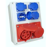 RoadEu - Presa di corrente Industriale Combinata - CEE 32A, 16A, 5P con 4x prese Schuko 230V. Distributore di corrente 32A. IP44 Ideale per il garage, il capannone o la fabbrica