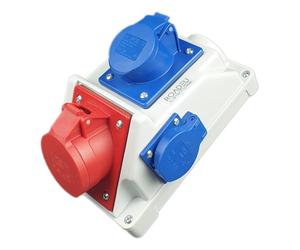 RoadEu - Presa di Corrente Industriale Combinata, Distributore da Parete CEE 5P Con Presa CEE 3P e Schuko 16A - Scatola di Distribuzione a Parete PCE
