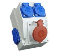 RoadEu - Presa Industriale da Parete Combinata 16A 5P, 4 prese Schuko 230V, BALS, distributore di corrente IP44 Quadro Elettrico di Distribuzione, Ideale per il garage, il capannone o la fabbrica
