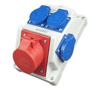 RoadEu - Presa Industriale da Parete Combinata, 16A, presa 5P, 3 x 230V Schuko, distributore di corrente IP44, presa PCE CEE, Ideale per il garage, il capannone o la fabbrica