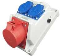 RoadEu - Presa Industriale da Parete Combinata 32A 5P - Quadro Elettrico 32A con 2 x Schuko 230V - Distributore di corrente IP44 - Interno ed esterno 32A - Presa PCE