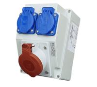 RoadEu - Presa Industriale da Parete Combinata CEE 16A - 2x Prese 230V - Distributore di Corrente IP44 per Interni ed Esterni - Quadro Elettrico 16A per Cantieri