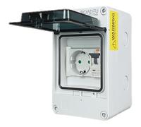 RoadEu - Presa Schuko con interruttore di protezione Fi nella scatola dei fusibili IP65. Impermeabile Distributore a parete completo - Presa da 16 Ampere 230 V e FI 16 A C tipo A