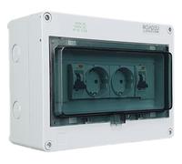 RoadEu - Quadro Elettrico con prese. 2x 230V Schuko con interruttore di protezione Fi nella scatola dei fusibili IP65. Completamente cablato, 16A prese 230V e FI C16A tipo A.