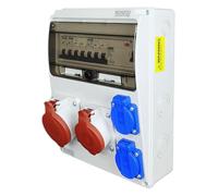 RoadEu Quadro elettrico da parete CEE 16A & 32A - 2x prese Schuko 230V - Interruttore differenziale & magnetotermici - IP44 - Scatola elettrica precablata per cantiere, officina e ambienti esterni
