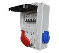 RoadEu - Quadro Elettrico di Distribuzione Distributore di corrente 16A 5P, 2x230V Schuko, LS C16A 3P, 2x C16 1P Ideale per il garage, il capannone o la fabbrica