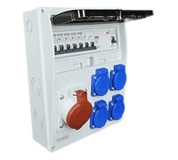 RoadEu - Quadro Elettrico di Distribuzione Industriale, presa CEE 16A con 4 prese Schuko da 230 V. Distributore di presa con interruttore di corrente residuale e interruttore automatico