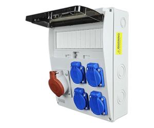 RoadEu - Quadro Elettrico di Distribuzione Industriale. Presa CEE 16A con 4x Schuko 230V. Completamente cablato, per uso interno ed esterno. Ideale per il garage, il capannone o la fabbrica