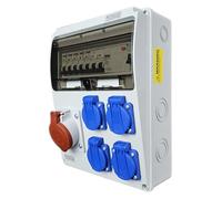 RoadEu- Quadro Elettrico di Distribuzione Industriale, presa CEE 32A con 4 prese Schuko da 230 V. Distributore di presa con interruttore di corrente residuale e interruttore automatico