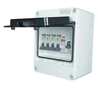 RoadEu - Quadro Elettrico Distributore di corrente - Completo con magnetotermico differenziale 40A 2P - 16A fusibile automatico e B10A 3+1 in una scatola di distribuzione a parete IP65