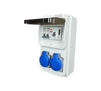 RoadEu - Quadro Elettrico Distributore di corrente da 230V con contatore, 2 x Schuko, magnetotermico differenziale 40A e 2 interruttori C16A - Cablato, distributore di prese interni/esterni IP44