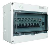 RoadEu - Scatola Portafusibili Impermeabile IP65 - Quadro Elettrico Esterno 230V con Interruttore Differenziale 40A - Fusible "C" 16A e 10A, Centralino perfetto per il garage, il capanno o il giardino