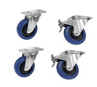 Roadinger Set Ruote Girevole 100Mm Blu 2X Rd-100 + 2X Rd-100B Con Freno