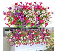 RoadLoo Fiori Finti Artificiali, 6 Pezzi Fiori Artificiale Violette Piante Finte da Esterno per Decorazione Resistente ai Raggi UV Per La Casa Patio Portico Finestra Scatola di Casa di Nozze