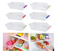 RoadLoo Organizer Frigorifero, 6 Pz PP Plastica Frigorifero Conservazione Cestini Impilabil Contenitori Frigo Cassetti Frigoriferi Vaschette Salvaspazio per Organizzazione Scaffali Cucina Dispensa