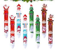 RoadLoo Penna a sfera di Natale, 8 Pezzi Penna in gel Natale 10-in-1 Penne a Sfera Multicolore Retrattili Penna dell'albero di Natale Penna a Sfera Carina per Regalo di Natale per Studenti Bambini