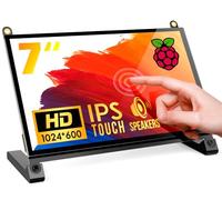 ROADOM Raspberry Pi Touchscreen Monitor, IPS 1024X600 con doppio altoparlante, USB HDMI portatile Monitor capacitivo Pi Display, compatibile con Raspberry Pi 3b+/Raspberry Pi 4b, Windows, senza guida