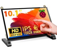 ROADOM Schermo Raspberry Pi, Monitor Touch Screen 10.1. Ips Fhd 1024 × 600. Touch reattivo e morbido, doppio altoparlante integrato, ingresso Hdmi, compatibile con vari dispositivi e sistemi operativi