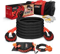 ROADPOWER Corda cinetica di recupero da 2,5 cm x 9,1 m, 4 x 4, con guanti e 2 grilli morbidi, kit di recupero fuoristrada resistente, per UTV, ATV, camion, auto (14 tonnellate/15875,7 kg, 2,5 cm x 9,1