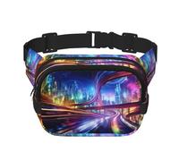 Roads of the Future Fitness - Borsa a tracolla da viaggio, alla moda e casual, marsupio quadrato a doppio strato, nero, taglia unica, Nero, One Size