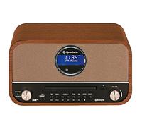 Roadstar HRA1782ND+BK Sistema Micro Vintage, Radio DAB/ DAB+/ FM, Lettore CD-MP3/ CDR/ CDRW, Stereo, Bluetooth, USB, AUX IN RCA, Telecomando, Connessione per Cuffie, Retrò, Nero