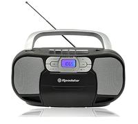 Roadstar RCR-4635UMP/BK Radio CD Portatile Cassette, Radio Digitale PLL FM, Boombox Lettore CD-MP3, USB, AUX-IN, Uscita cuffie, Nero