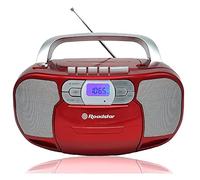 Roadstar RCR-4635UMP/RD Radio CD Portatile Cassette, Radio Digitale PLL FM, Boombox Lettore CD-MP3, USB, AUX-IN, Uscita cuffie, Rosso