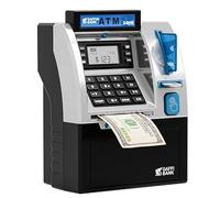 Roadtime Banca salvadanaio bancomat, mini salvadanaio, per monete e banconote, cassaforte riutilizzabile, con carta di debito