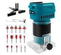 Roadtime Fresa a batteria per Makita da 18 V (senza batteria), fresa superiore da 850 W, fresa per bordi senza spazzole a 6 velocità, 30000 giri/min, fresa portatile per legno con 15 pezzi da 1/4"