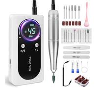 Roadtime Fresa per Unghie Professionale 35000 RPM,Portatile Lima per Unghie Elettrica Senze Fili con Display LCD,Manicure e Pedicure Velocità Regolabile per unghie acriliche gel lucidatura rimozione