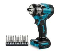 Roadtime Trapano avvitatore a percussione a batteria da 1/4" per batteria Makita da 18 V (senza batteria), 2400 RPM, attacco esagonale senza spazzole 450 N, 3 marce e 2 marce, con LED e 13 accessori