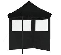 Roanoer Gazebo pieghevole da 2 x 2 m, colore nero, tenda pieghevole regolabile in altezza, in tessuto Oxford, gazebo pieghevole con borsa per giardino, campeggio ed eventi, 200 x 200 x 306 cm
