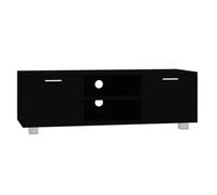 Roanoer Mobile basso per TV, 120 x 40,5 x 35 cm, in legno, colore: nero | Supporto TV compatto per soggiorno con 4 scomparti aperti e fori per cavi integrati per una gestione pulita dei cavi.