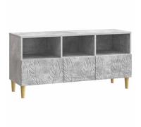 Roanoer Mobile TV grigio cemento, 102 x 34,5 x 50 cm, in legno | Elegante mobile basso con 3 cassetti e gambe in eucalipto per il soggiorno. Offre un pratico spazio per i dispositivi