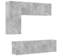 Roanoer Set di 5 mobili da parete per TV, grigio cemento, in legno | Set modulare da parete effetto cemento per soggiorno e studio, crea la massima libertà e ordine sul pavimento.