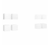 Roanoer Set di 8 mobili da parete per TV, colore bianco, 30,5 x 30 x 30 cm | Montaggio a parete salvaspazio per soggiorno e camera da letto, con apertura flessibile a sinistra o a destra per tenere in